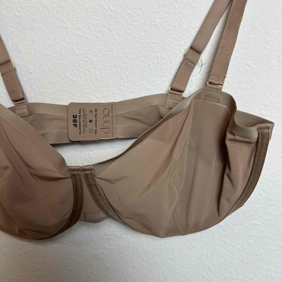 CUUP Size 38F Balconette Taupe Ultra-Thin Memory Foam Cups No-Slip - Picture 2 of 9